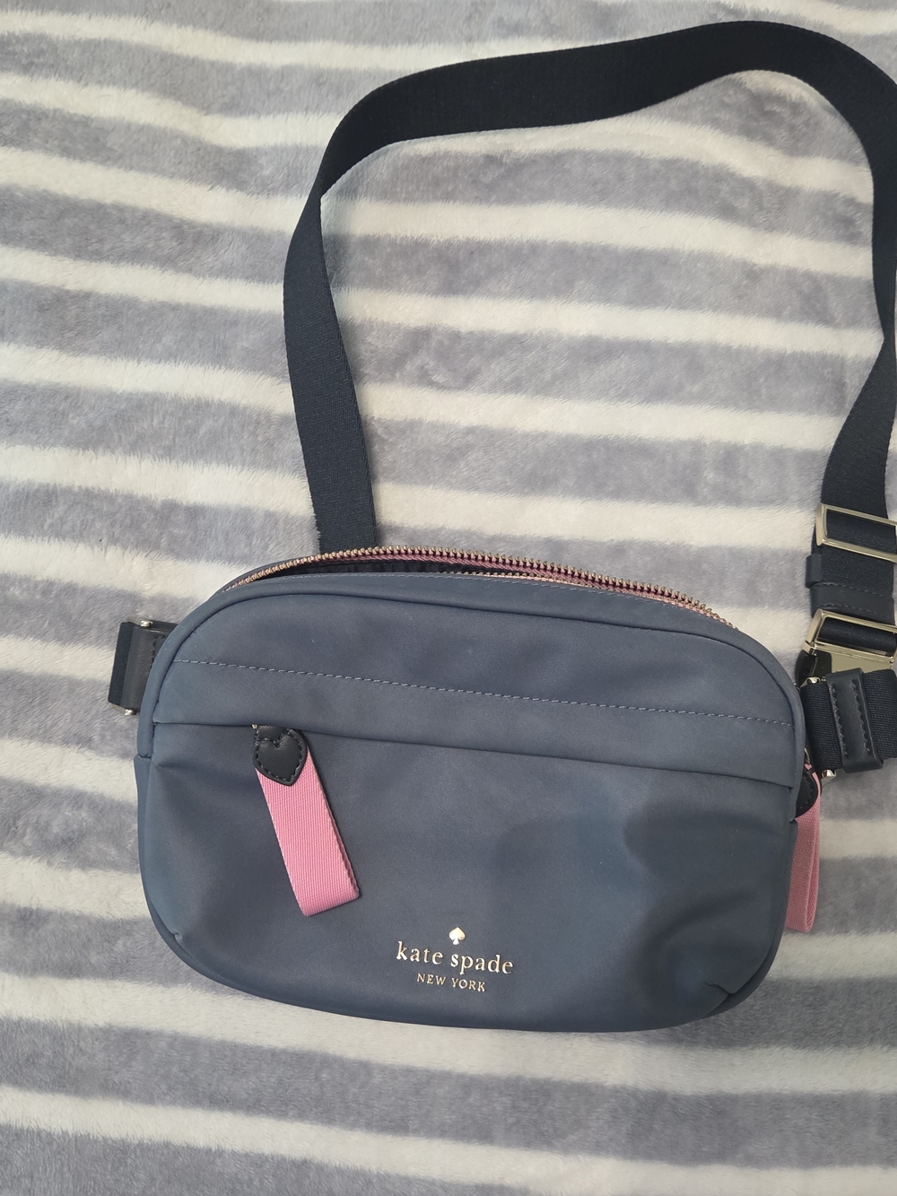 Kate Spade Dusty Blue Crossbody Bag with Pink Accents